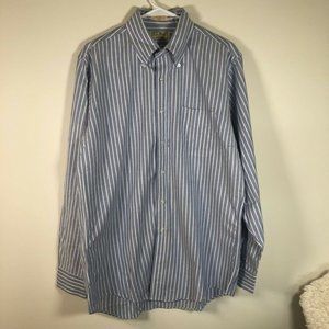 L.L. Bean Mens Dress Oxford Shirt Blue White 16-35